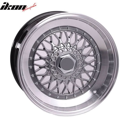 (2) 17X8.5 +25 5X100 / 5X114.3 Step Lip Deep Dish Mesh Wheels Rims