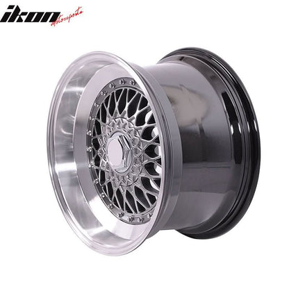 (4) 17X8.5 +25 5X100 / 5X114.3 Step Lip Deep Dish Mesh Wheels Rims