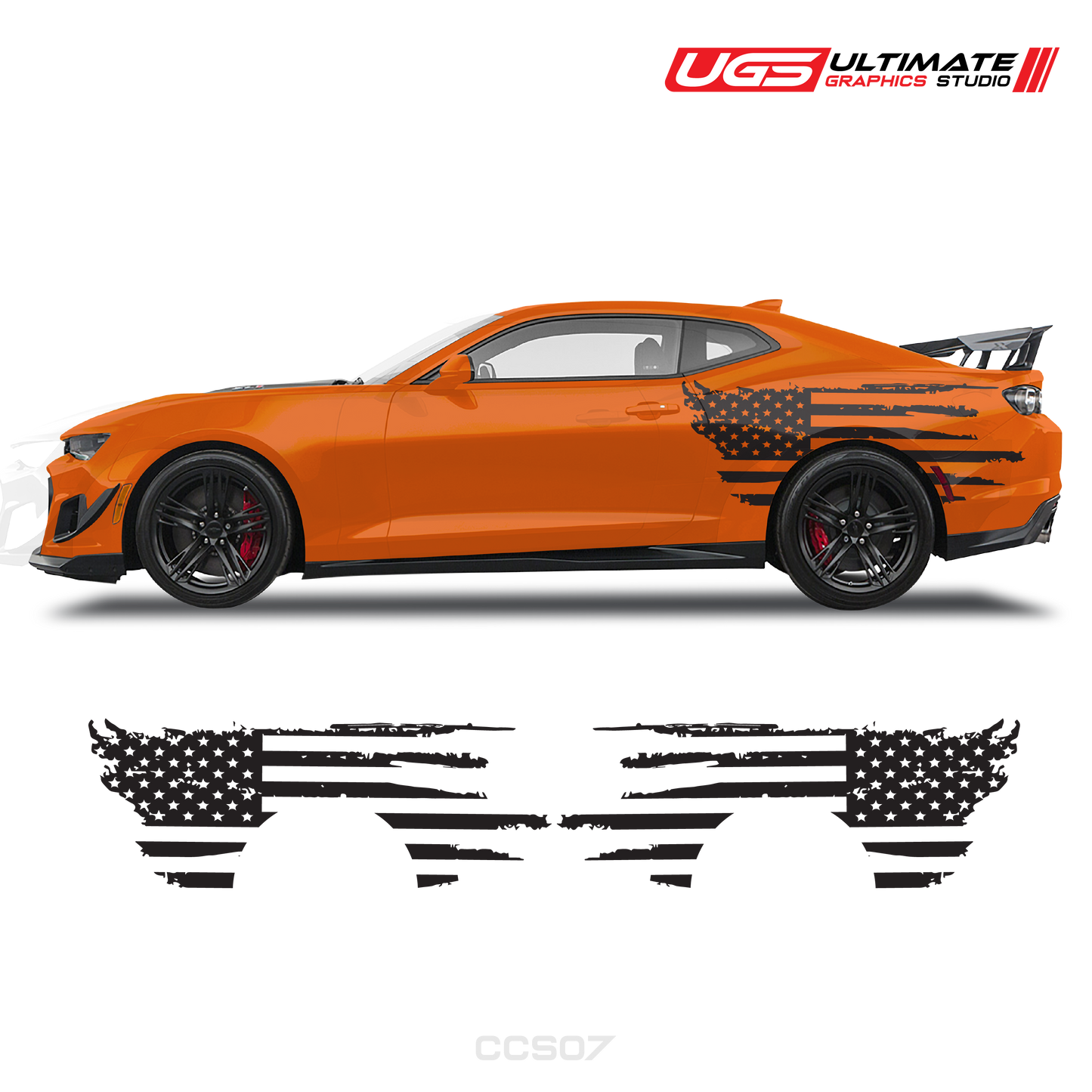 Chevrolet Camaro Side American Flag