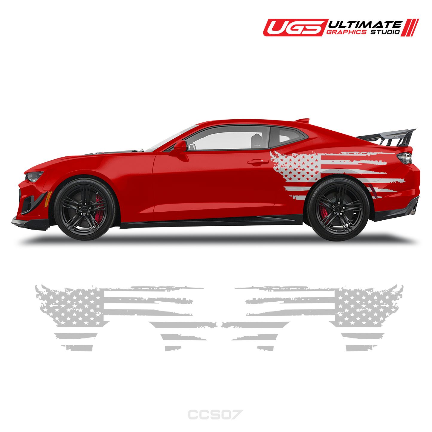 Chevrolet Camaro Side American Flag