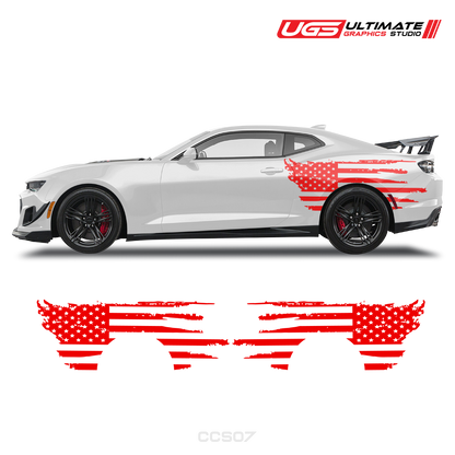 Chevrolet Camaro Side American Flag