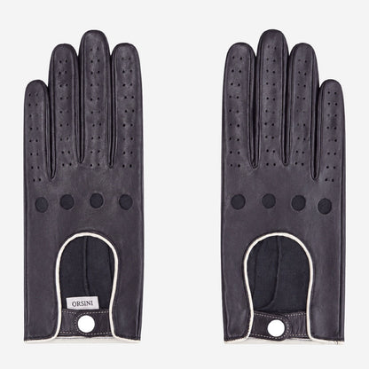 CD4050 (black/white) - Women’s Italian lambskin driving gloves with contrast trim