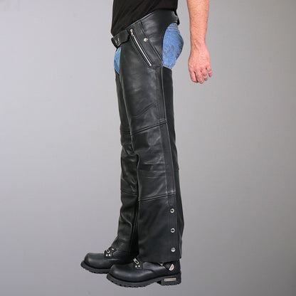 Hot Leathers CHM1010 Men’s Black Motorcycle 4 Pocket Leather Biker Chaps with Lining