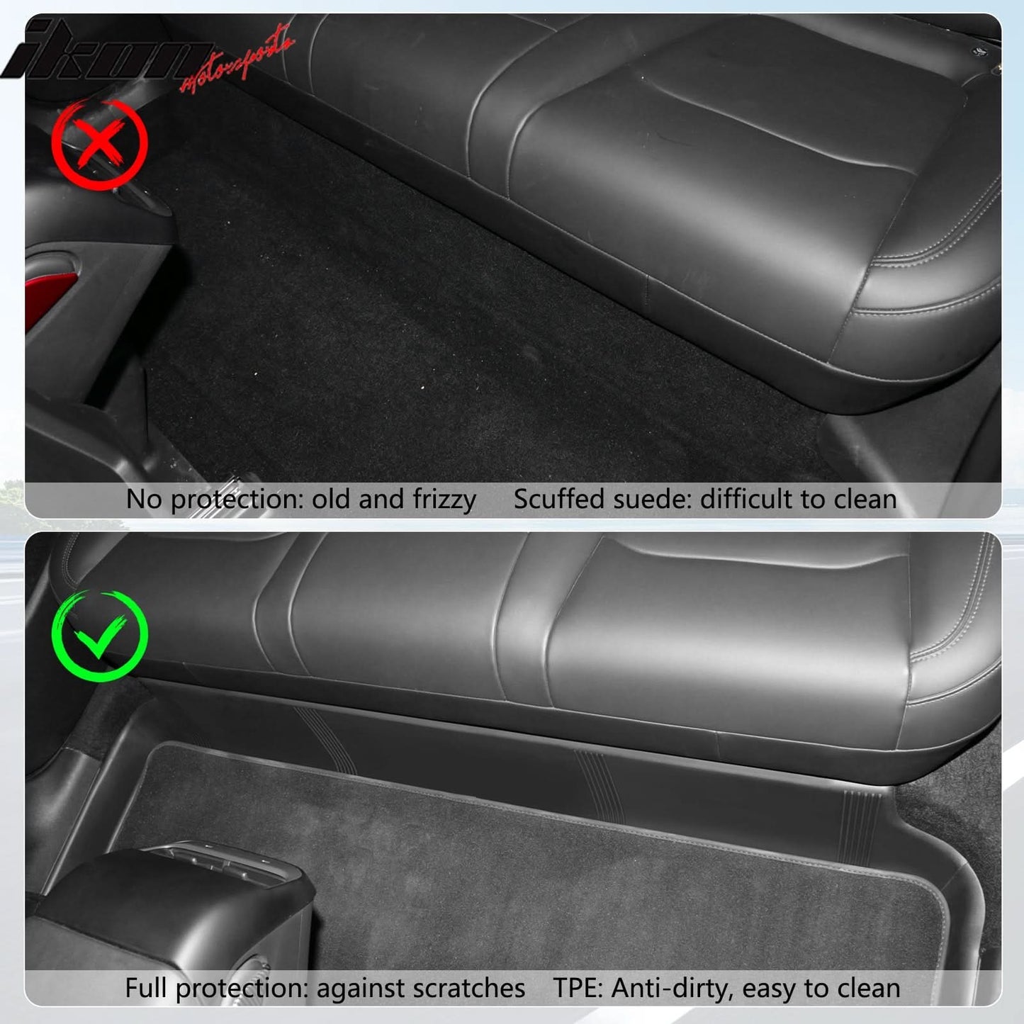 Car Floor Mat for 2020-2024 Tesla Model Y Black Rear Anti-kick TPE