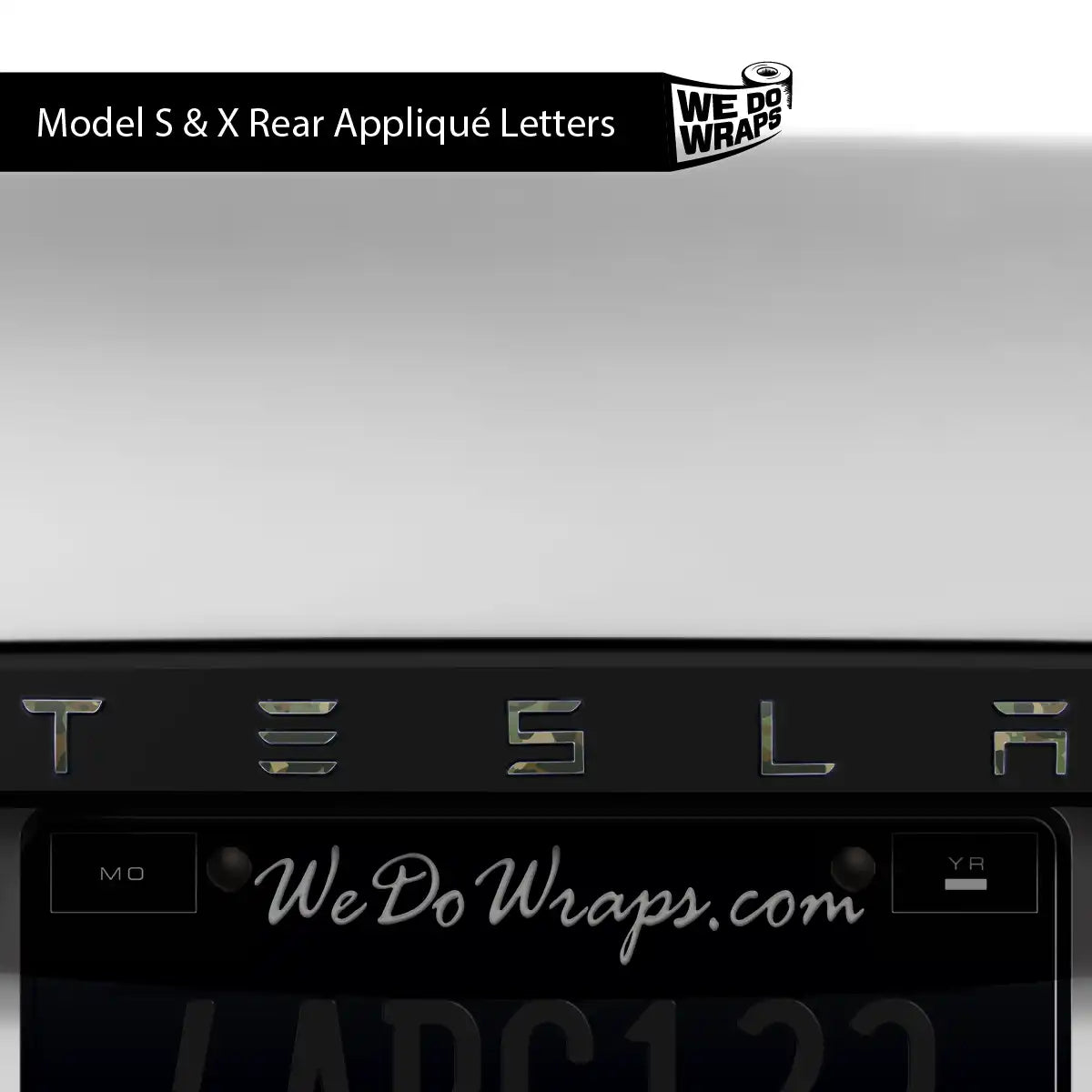 Camo Tesla Emblem Decals (Front + Back) | Model X