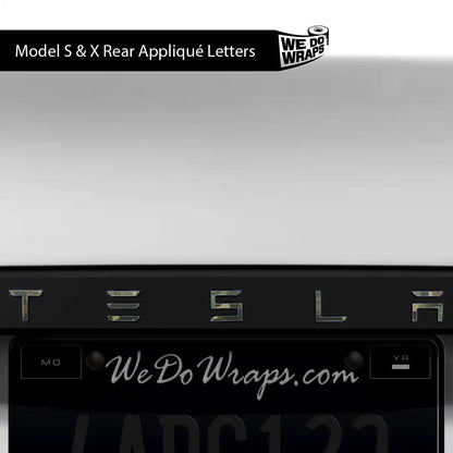 Camo Tesla Emblem Decals (Front + Back) | Model X
