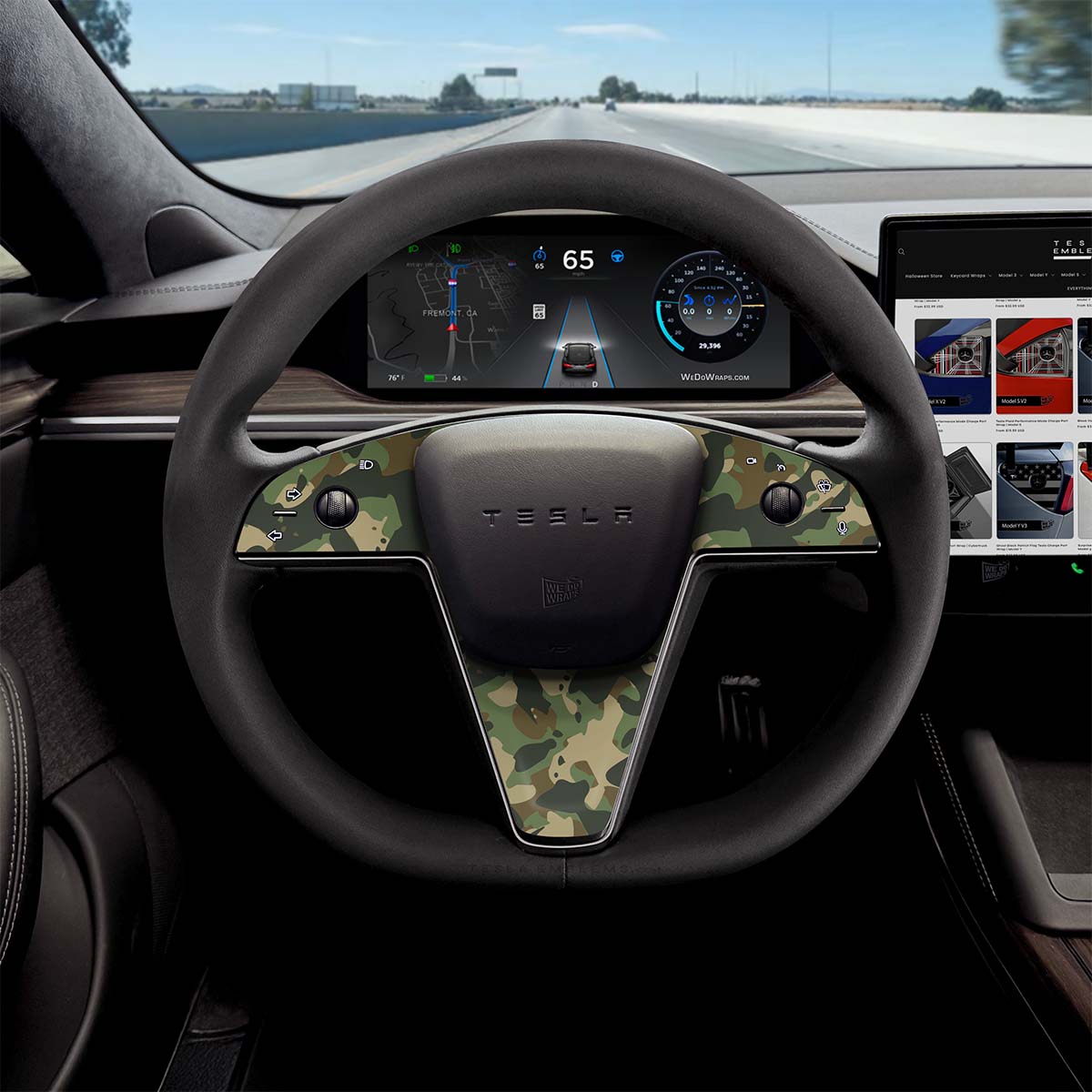 Camo Tesla Steering Wheel Trim Decal Kit (3pcs) | Model X ’21-26