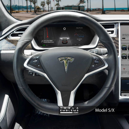 Camo Tesla Steering Wheel Emblem Decal