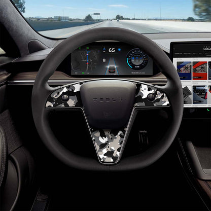 Camo Tesla Steering Wheel Trim Decal Kit (3pcs) | Model X ’21-26