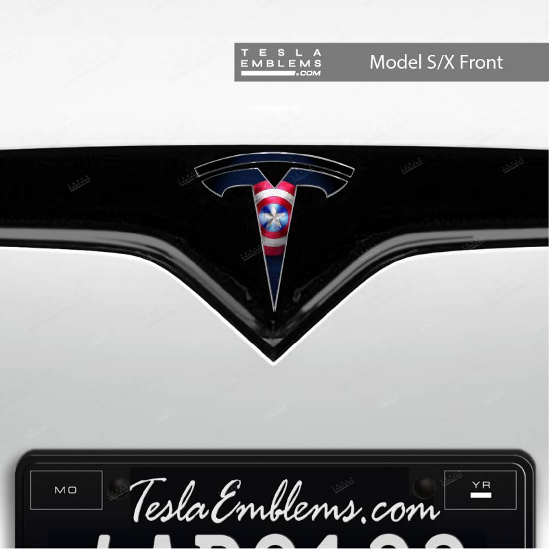 Captain America Tesla Emblem Decals (Front + Back) | Model X
