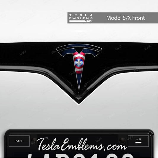 Captain America Tesla Emblem Decals (Front + Back) | Model S