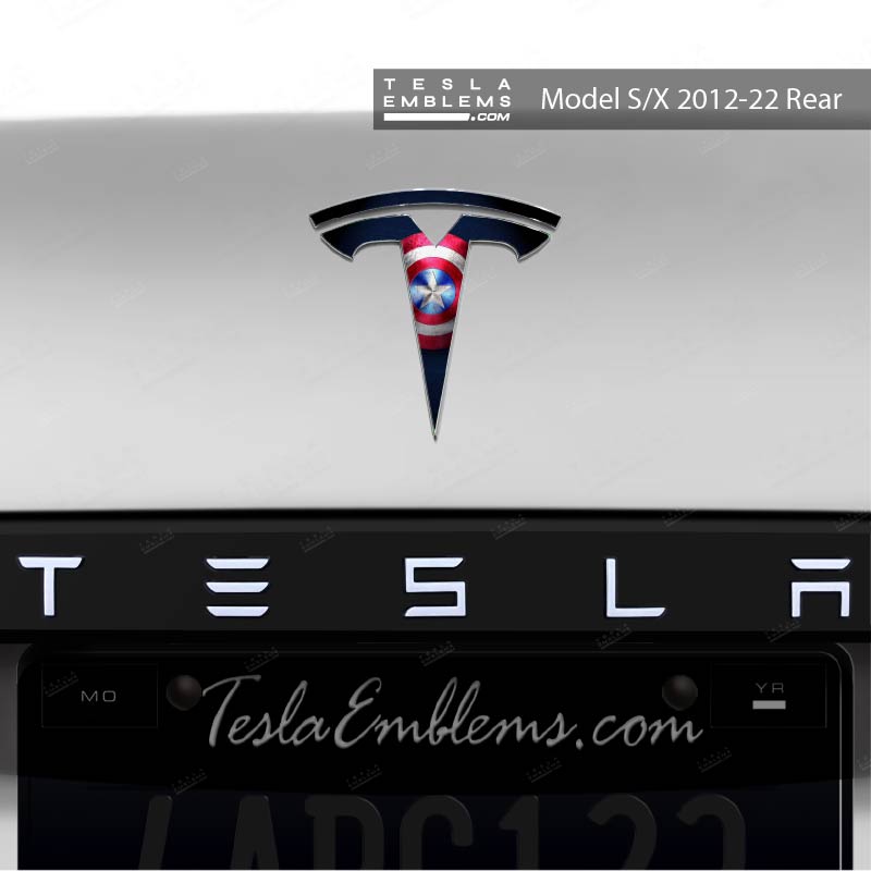 Captain America Tesla Emblem Decals (Front + Back) | Model X