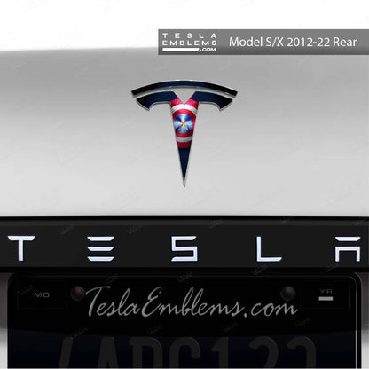 Captain America Tesla Emblem Decals (Front + Back) | Model S