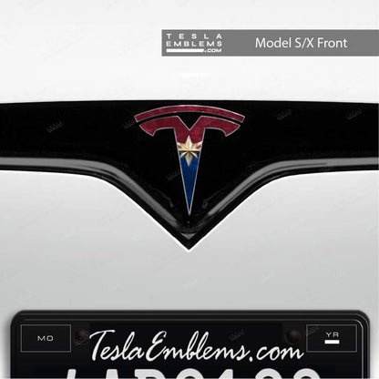Captain Marvel Tesla Emblem Decals (Front + Back) | Model S