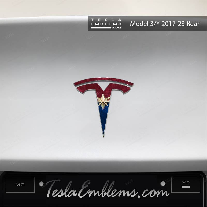Captain Marvel Tesla Emblem Decals (Front + Back) | Model S