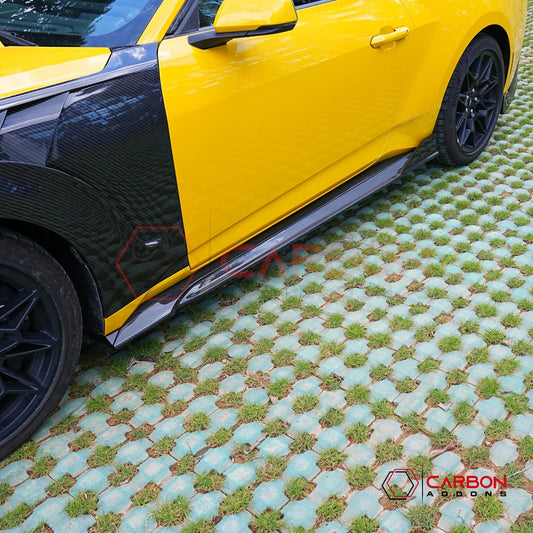Real Carbon Fiber Side Skirts with Winglets for 2024+ Ford Mustang