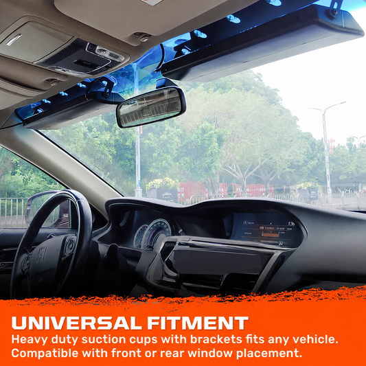 Interior Front Window 2-PC 17" LED Strobe Light Bars Suction Cup Installation A/C Adapter Plug & Play 26 Light Functions - Multiple Colors
