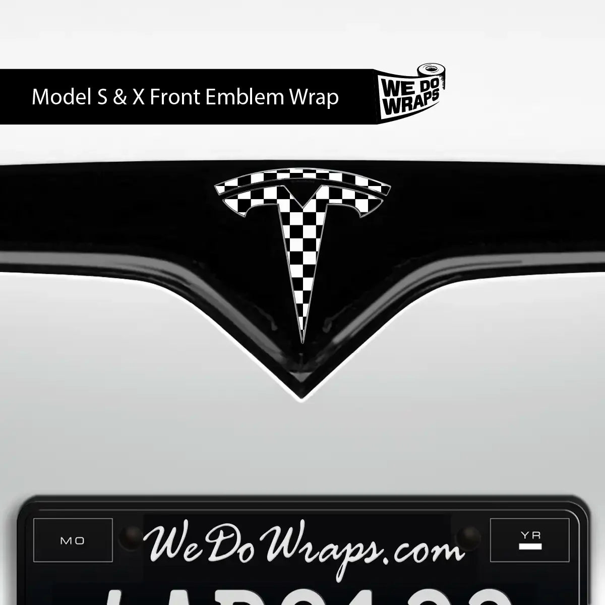 Checkered Tesla Emblem Decals (Front + Back) | Model X