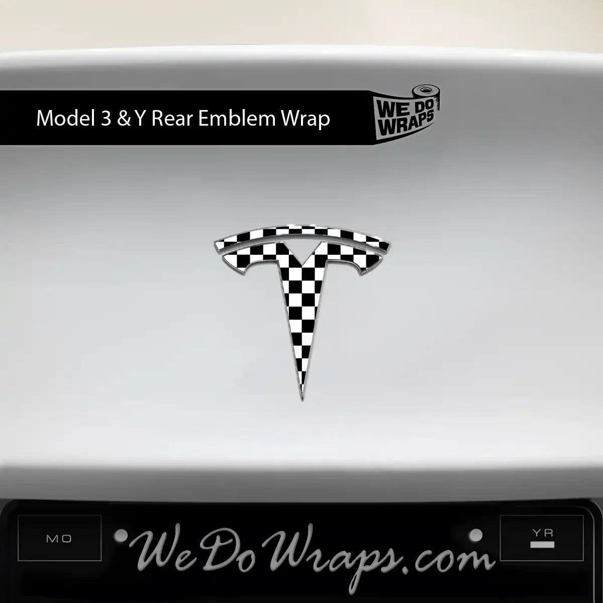 Checkered Tesla Emblem Decals (Front + Back) | Model Y
