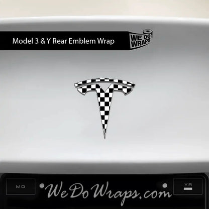 Checkered Tesla Emblem Decals (Front + Back) | Model Y