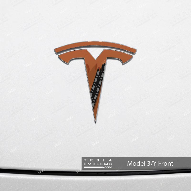Wookie Tesla Emblem Decals (Front + Back) | Model Y