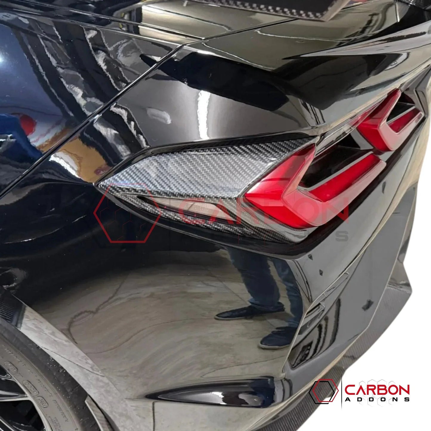 C8 Corvette Rear Taillight Side Lamp Frame Cover – Real Dry Carbon Fiber (2020–2026 Stingray, Z51, Z06, HTC & Coupe)