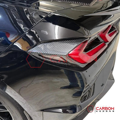 C8 Corvette Rear Taillight Side Lamp Frame Cover – Real Dry Carbon Fiber (2020–2026 Stingray, Z51, Z06, HTC & Coupe)