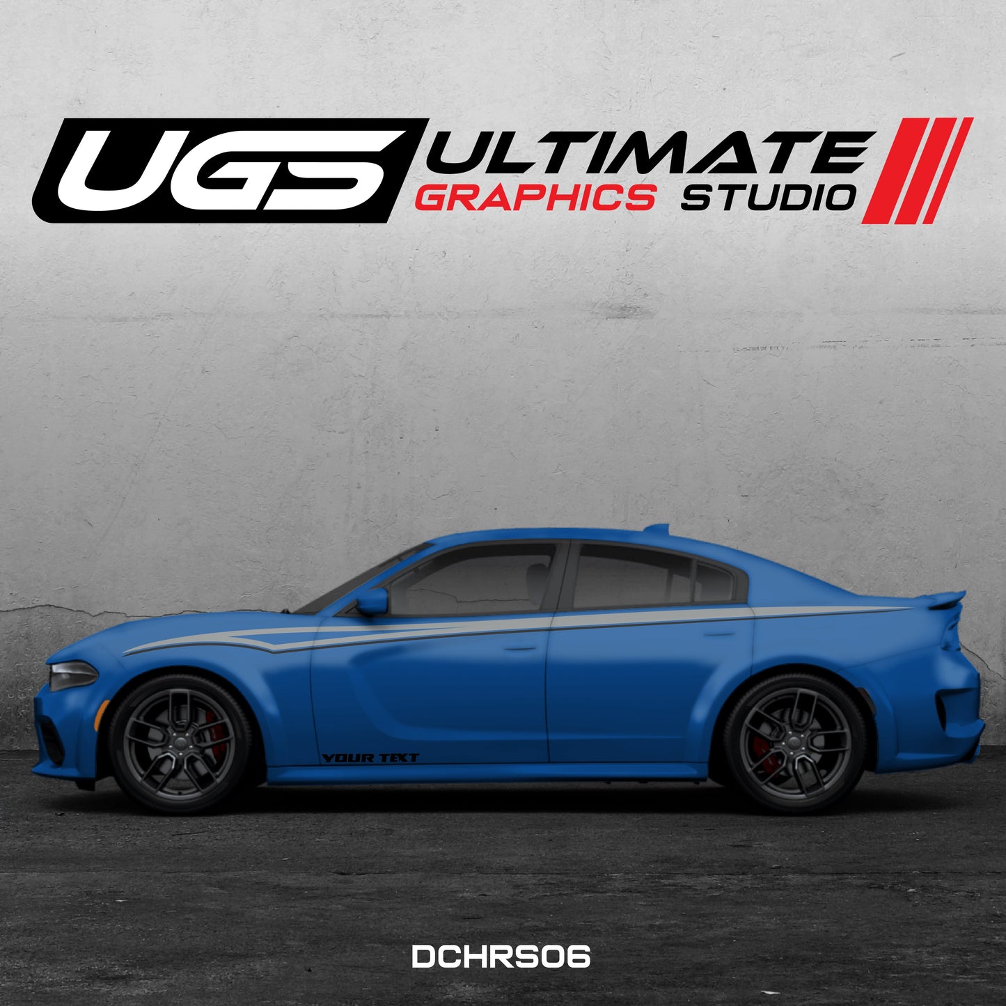 Dodge Charger Side Graphics 2 Color Custom Text