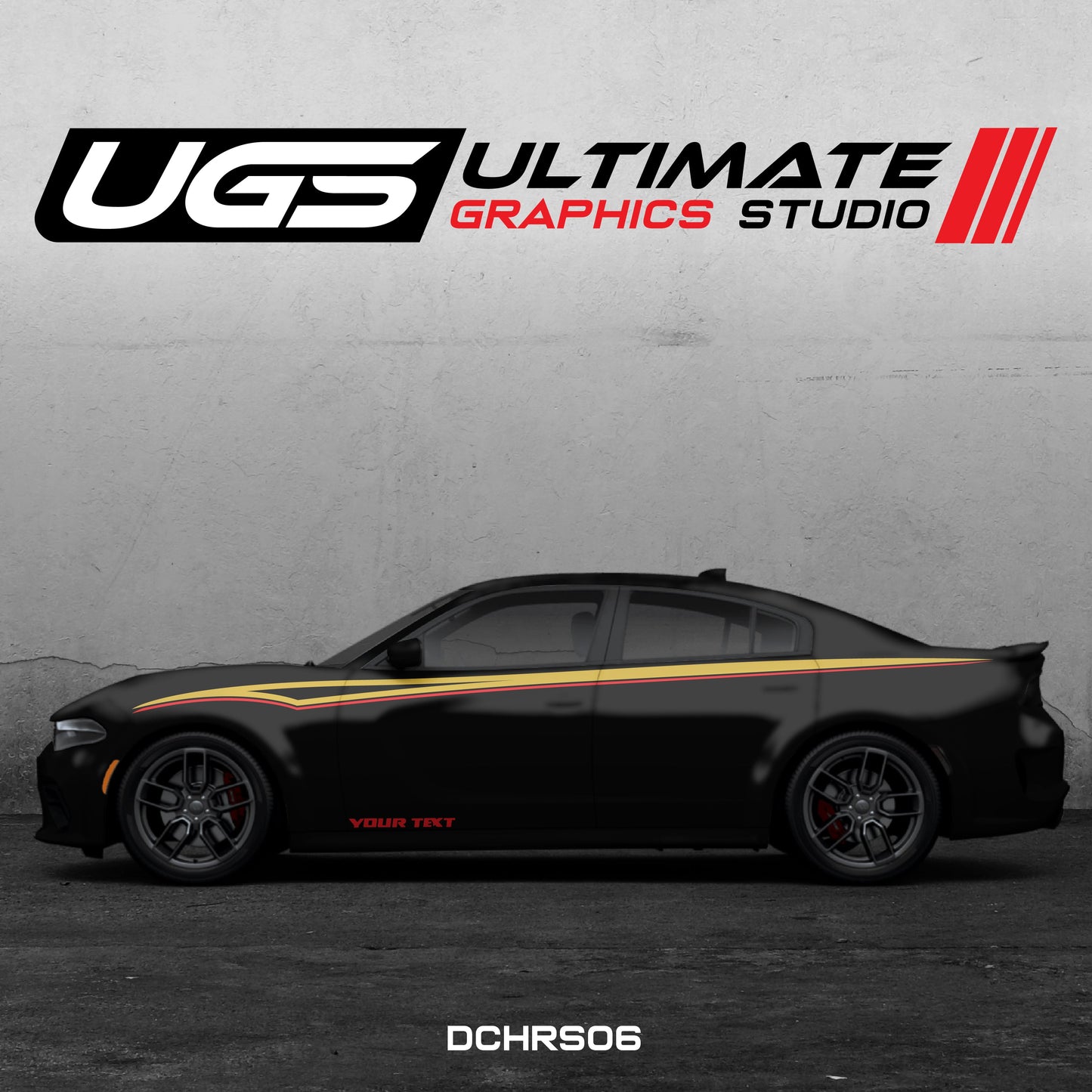 Dodge Charger Side Graphics 2 Color Custom Text