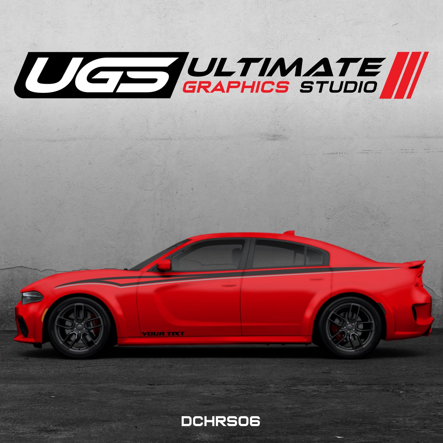 Dodge Charger Side Graphics 2 Color Custom Text