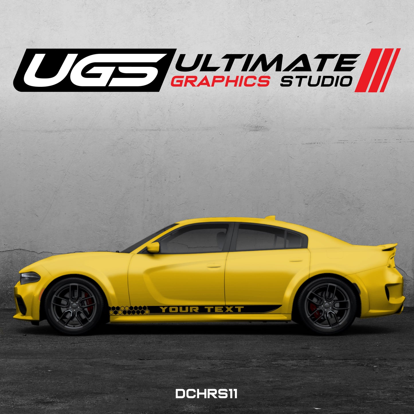 Dodge Charger Skirt Graphics 1 Color Custom Text