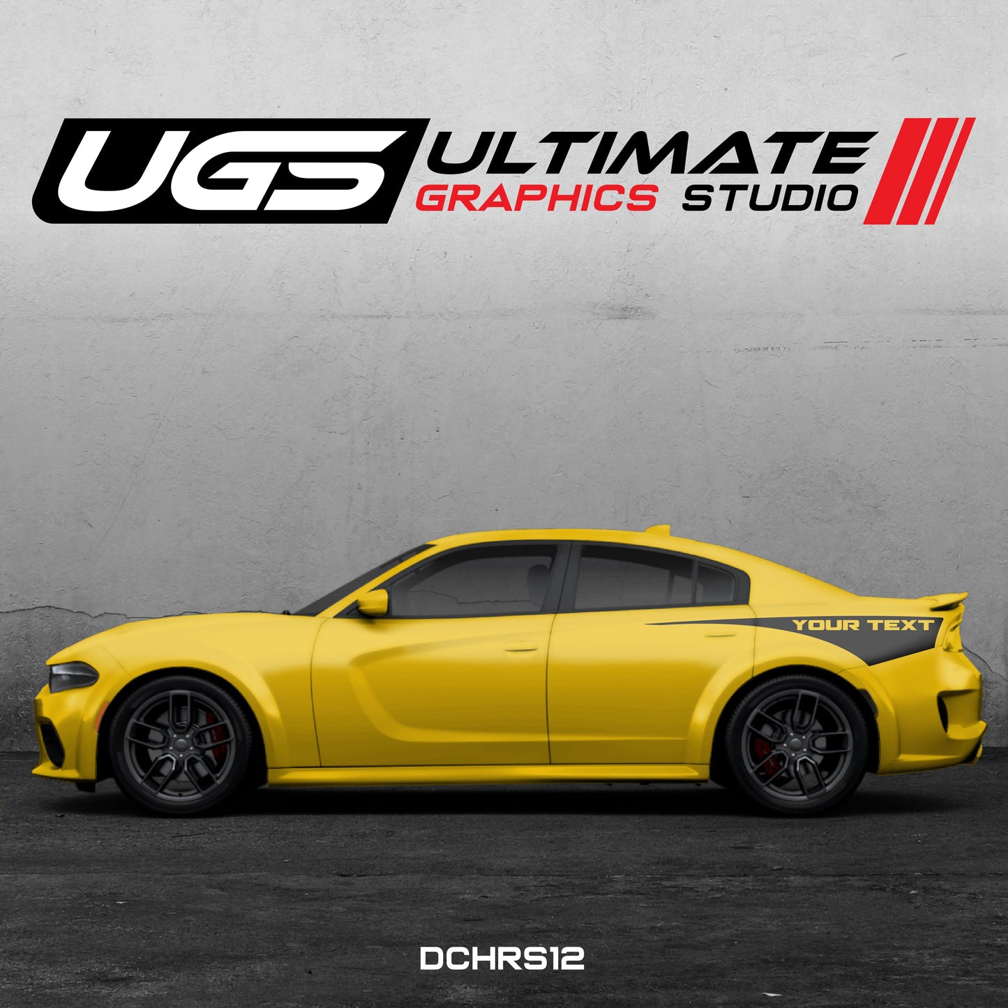 Dodge Charger Side Graphics 1 Color Custom Text