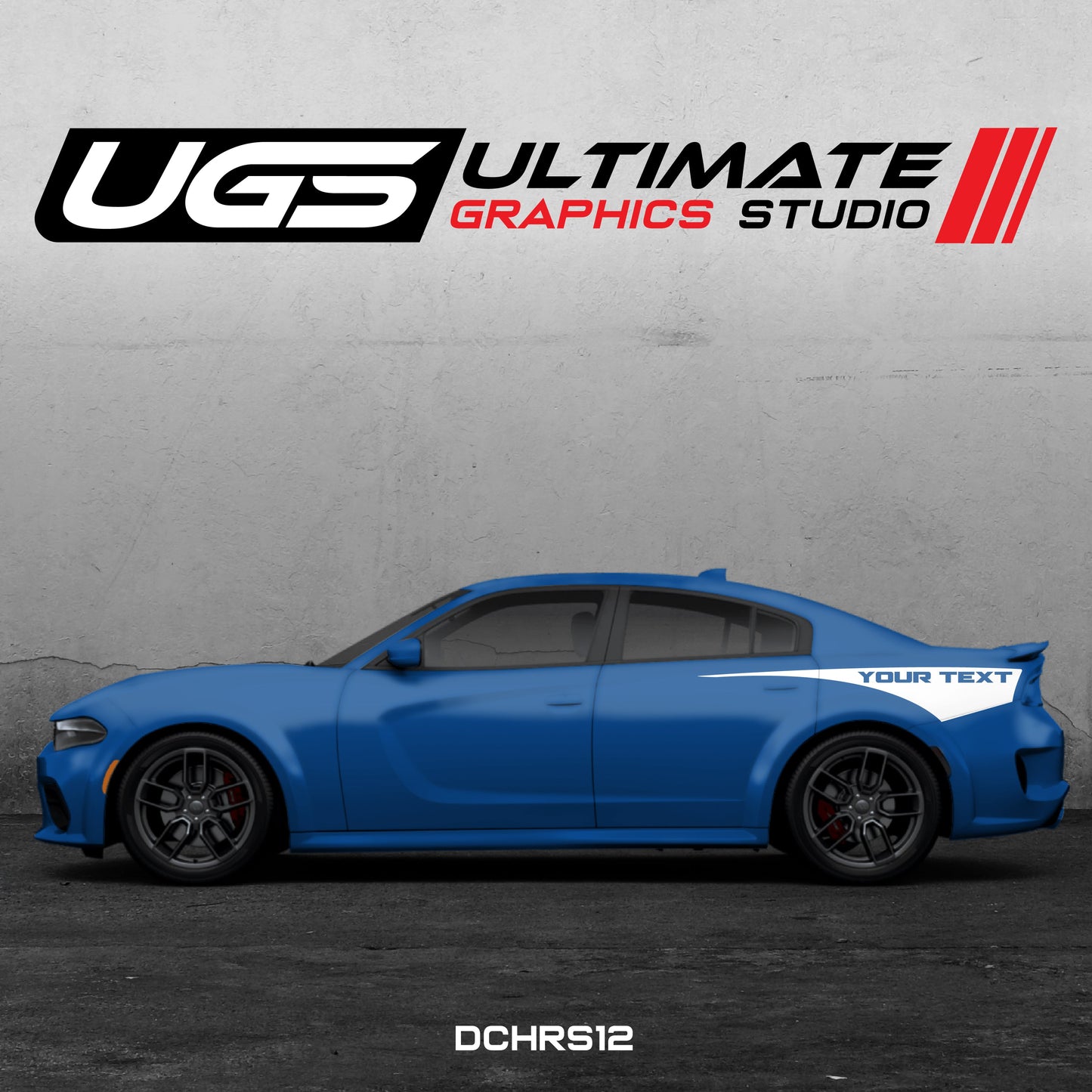 Dodge Charger Side Graphics 1 Color Custom Text
