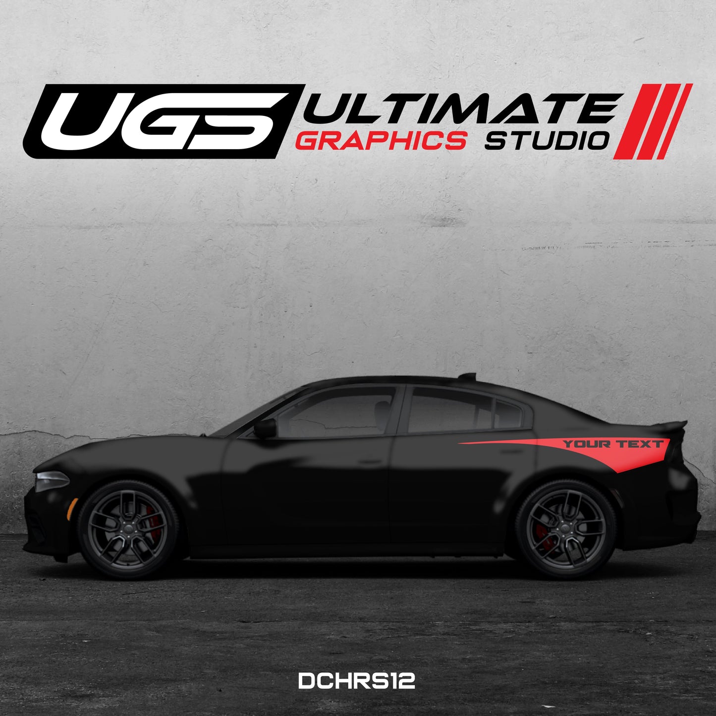 Dodge Charger Side Graphics 1 Color Custom Text