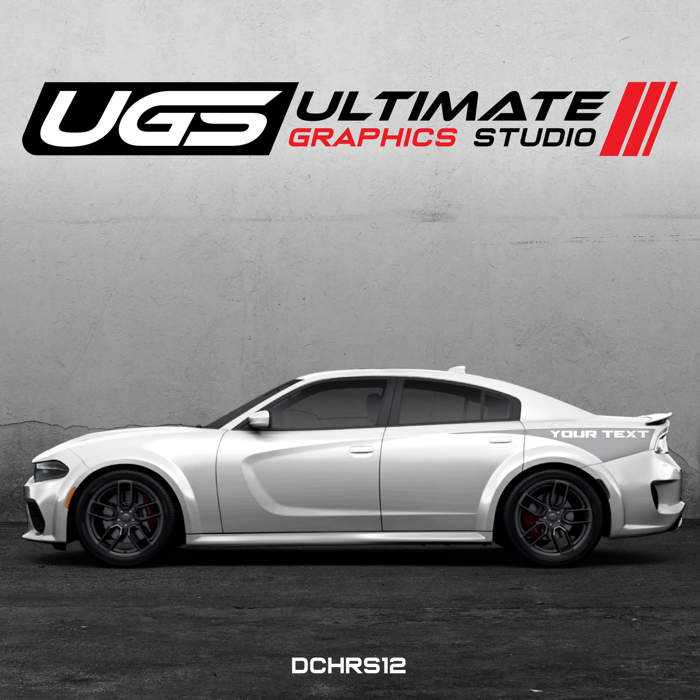 Dodge Charger Side Graphics 1 Color Custom Text