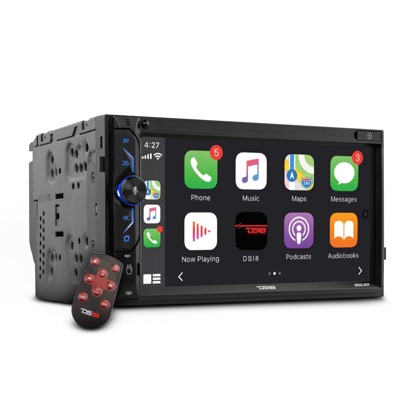 6.9" Touchscreen Mechless Double-DIN Headunit with Bluetooth, USB, Mirror Link & Car Play