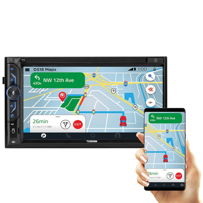 6.9" Touchscreen Mechless Double-DIN Headunit with Bluetooth, USB, Mirror Link & Car Play
