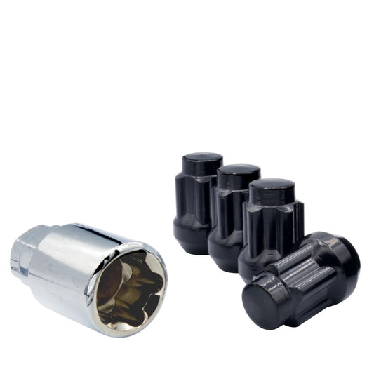 1/2" Bulge Acorn Spline 1.38" Lock Set Black - Vista Wheel Accessories DPC2012LB
