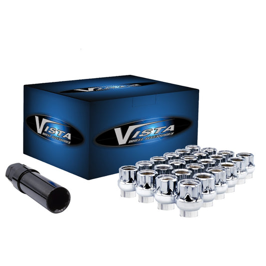 14x1.5 Open Bulge Acorn Spline ET Lug Nut 1.15" 5 Lug Install Kit Chrome - Vista Wheel Accessories DPC5514SEO