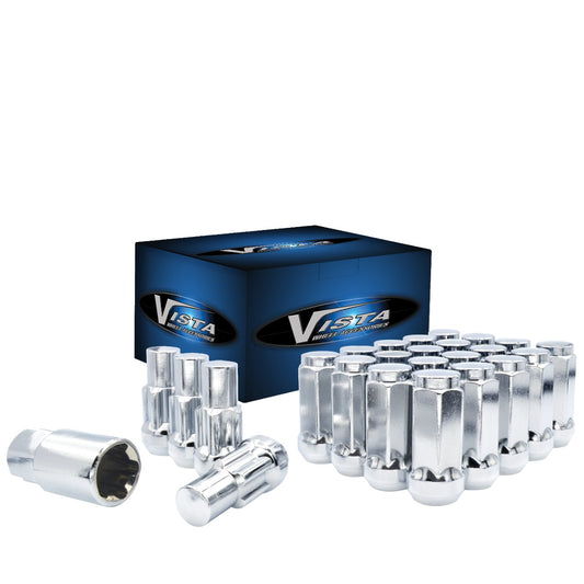14x1.5 Bulge Acorn Lug Nuts 3/4" Hex 1.9" 6 Lug Install Kit Chrome - Vista Wheel Accessories DPC56014L