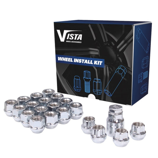 9/16" Open Bulge Acorn Lug Nuts 3/4" Hex 0.85" 6 Lug Install Kit Chrome - Vista Wheel Accessories DPC58096O