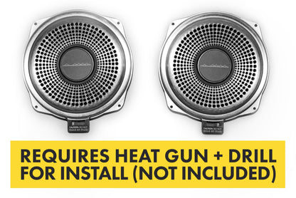 BACKORDERED - SHIPS SECOND HALF OF JULY - RECOMMEND YOU ORDER NOW, LIMITED FUTURE INVENTORY - Bavsound Ghost Underseat Subwoofers for BMW, V3, 2 Ohm, Pair [REQUIRES HEAT GUN & DRILL]