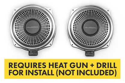 BACKORDERED - SHIPS SECOND HALF OF JULY - RECOMMEND YOU ORDER NOW, LIMITED FUTURE INVENTORY - Bavsound Ghost Underseat Subwoofers for BMW, V3, 2 Ohm, Pair [REQUIRES HEAT GUN & DRILL]