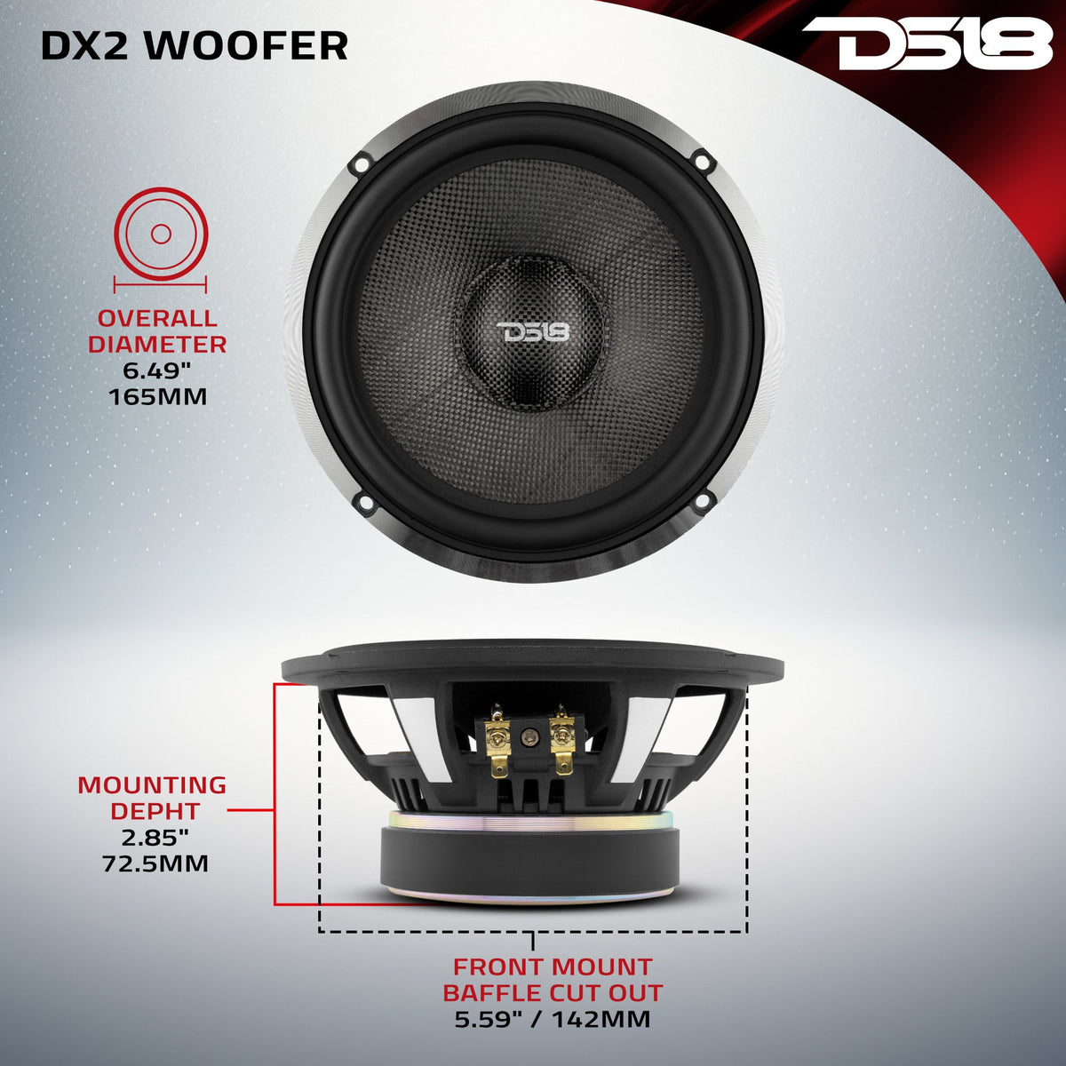 DX 6.5" 2- Way Component Speaker System With Kevlar Cone 230 Watts Rms 4-Ohm
