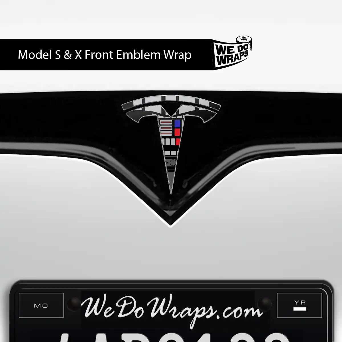 Darth Control Panel Tesla Emblem Decals (Front + Back) | Model S
