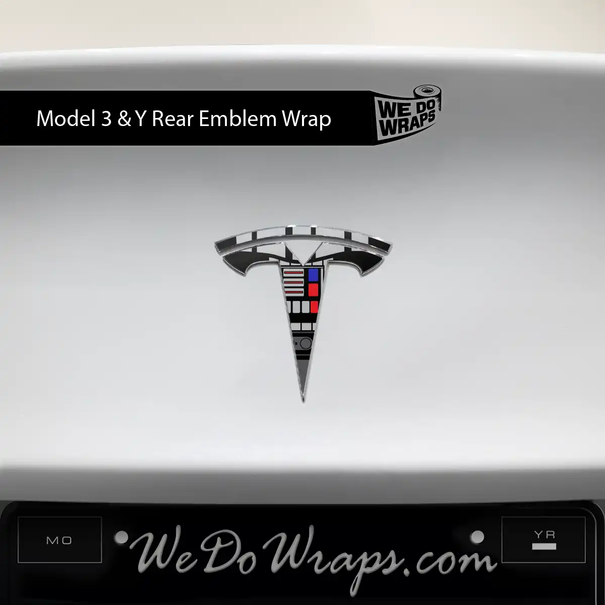 Darth Control Panel Tesla Emblem Decals (Front + Back) | Model Y