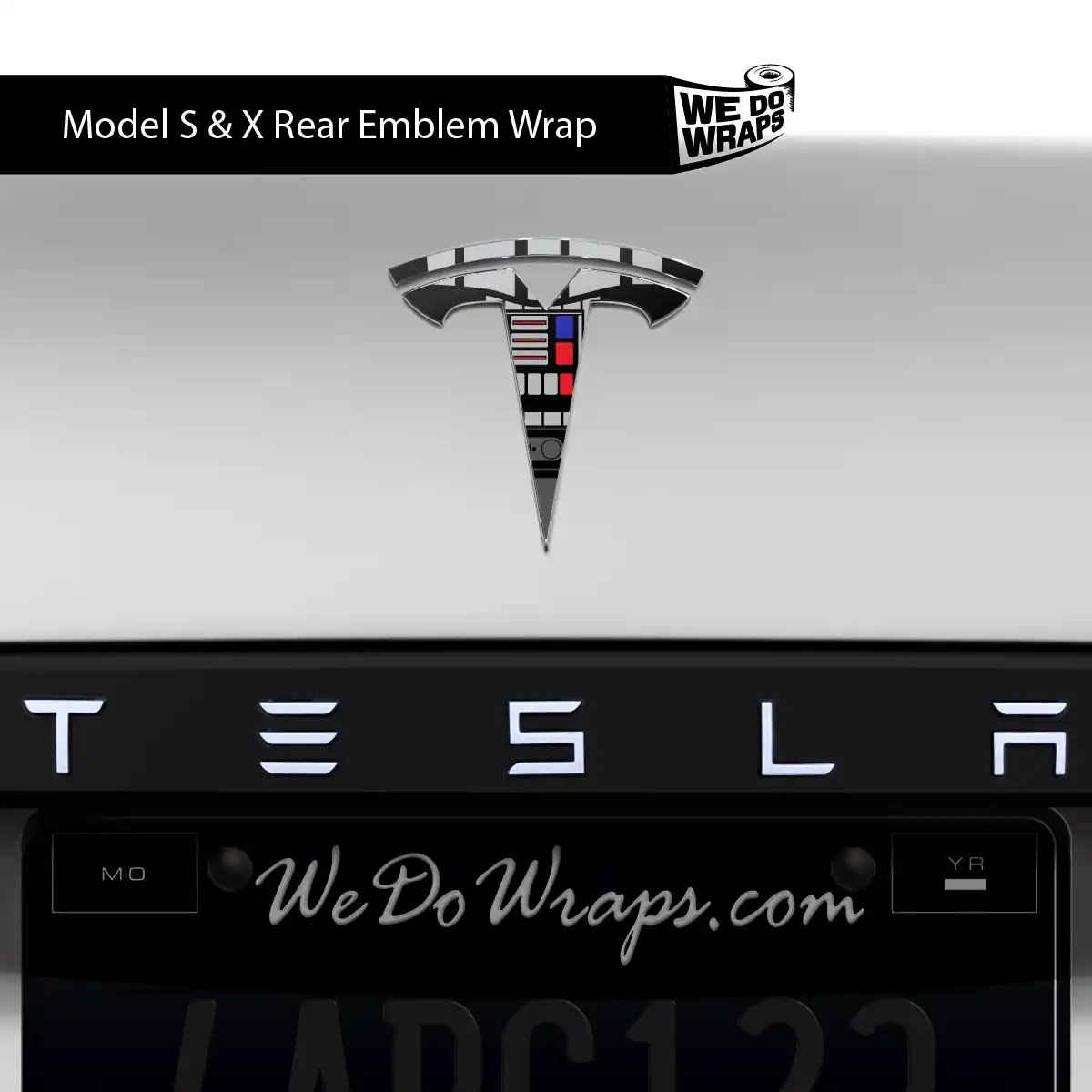 Darth Control Panel Tesla Emblem Decals (Front + Back) | Model X