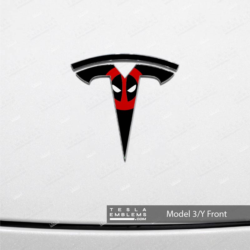 Deadpool Tesla Emblem Decals (Front + Back) | Model 3