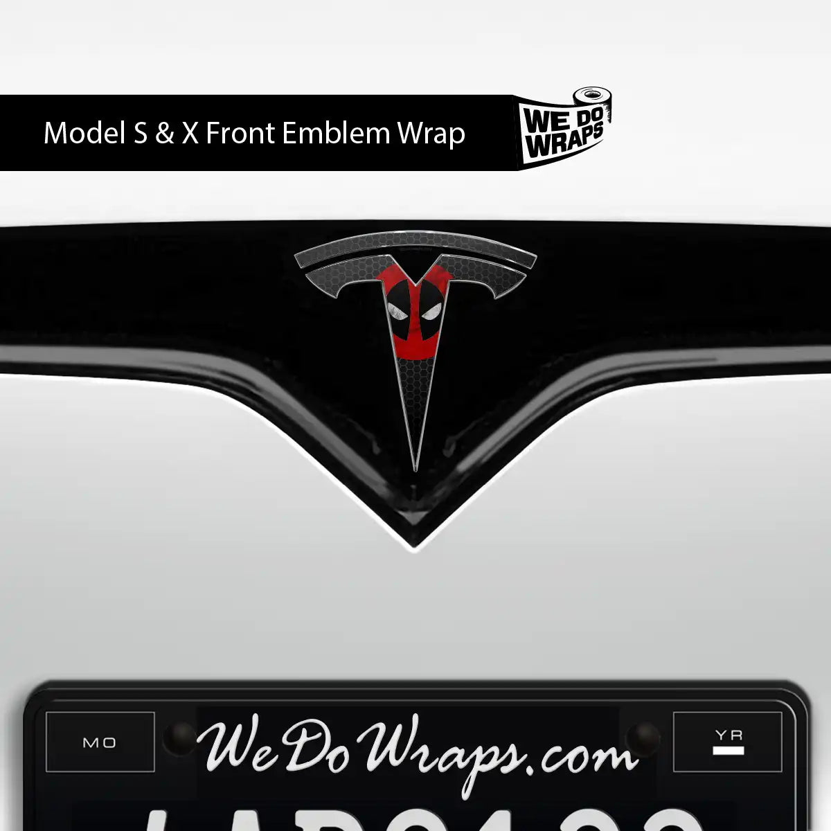 Dead Pool Tesla Emblem Decals (Front + Back) | Model S