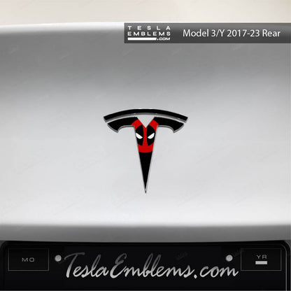 Deadpool Tesla Emblem Decals (Front + Back) | Model 3